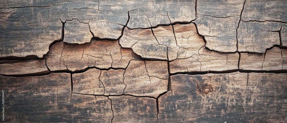 Obraz premium Cracked and Weathered Wooden Surface