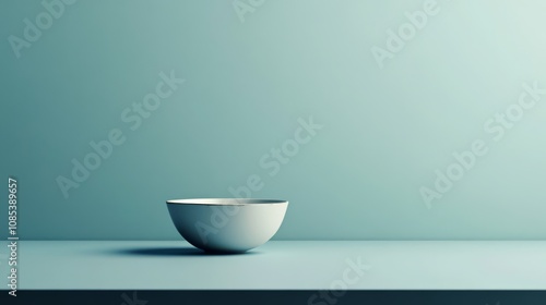 A Minimalist White Bowl on a Teal Surface 