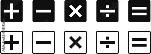 Set of Calculator key icon. Mathematical symbols icon.math calculations addition, division, subtraction, multiplication, plus minus button
