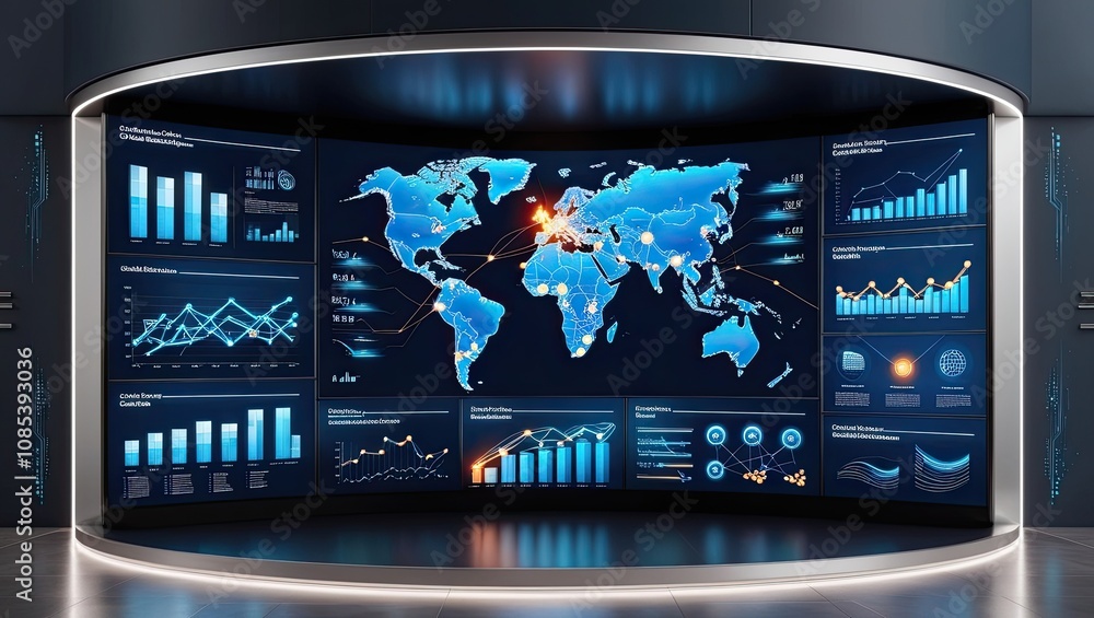 Digital world map concept with code on computer screen for business and technology Digital world map concept with code on computer screen for business and technology