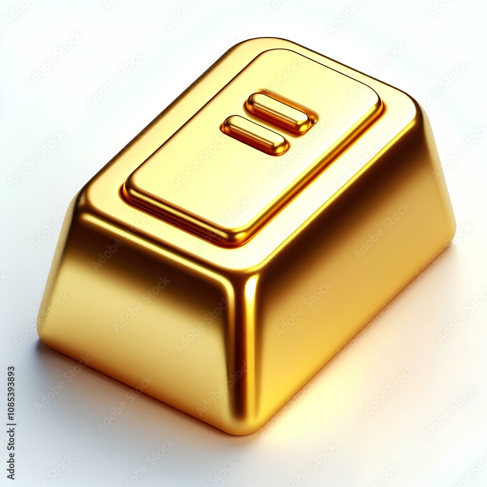 3D Render of Floating Cartoon Gold Bar Icon with Rounded Edge 3D Render of Floating Cartoon Gold Bar Icon with Rounded Edge