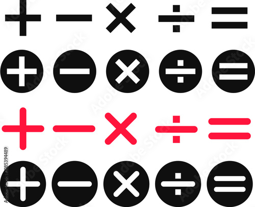 Calculator key icon set. Plus, minus, and other calculator icon. Calculator, math icon. mathematical calculator education
