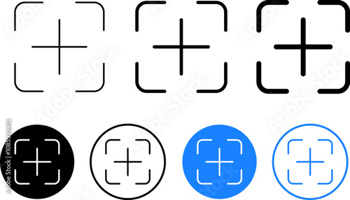 Set of camera focus icon. Photography sign collection. film symbol. photo camera icon