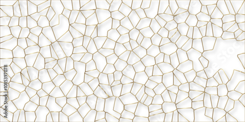 Beautiful white and gold crystallized polygon background. abstract light colorful stone tile pattern with shadow. modern wallpaper, trendy simple minimal geometric background abstract mosaic backd