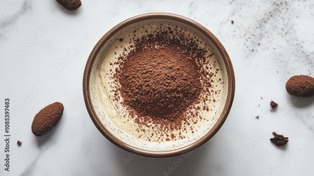 Cocoa Delight: Indulge in the rich aroma and decadent texture of this creamy cocoa dessert, artfully presented in a rustic bowl. The cocoa powder dusting adds a touch of elegance. Cocoa Delight: Indulge in the rich aroma and decadent texture of this creamy cocoa dessert, artfully presented in a rustic bowl. The cocoa powder dusting adds a touch of elegance.