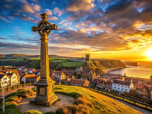 Caedmon's Cross Glowing in Whitby's November Sunlight photo