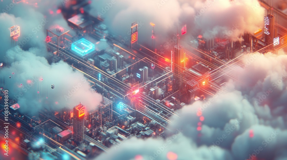 Obraz premium Digital Cityscape
