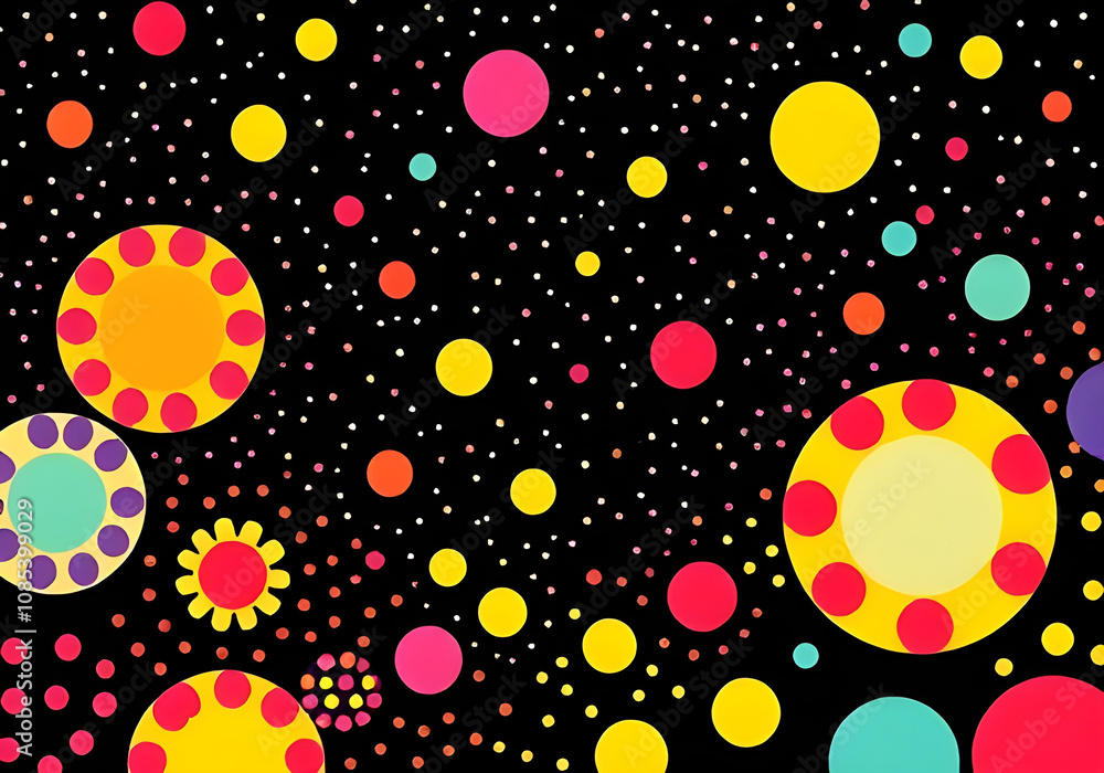 Colorful Polka Dots Art with cool isolated pop art style background Colorful Polka Dots Art with cool isolated pop art style background