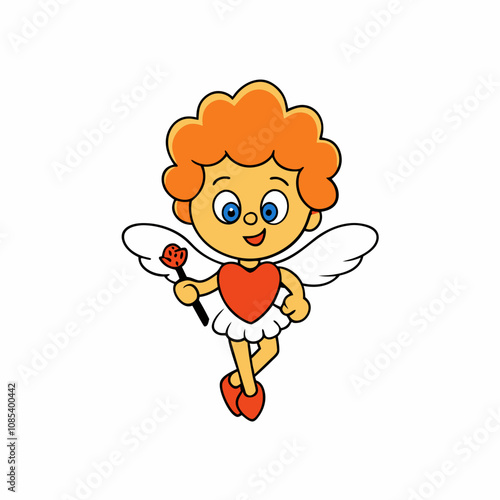 Cute Cupid Character for Valentine's Day, Cute and Playful Cartoon Cupid, Adorable Cupid Vector