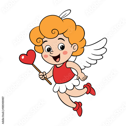 Cute Cupid Character for Valentine's Day, Cute and Playful Cartoon Cupid, Adorable Cupid Vector