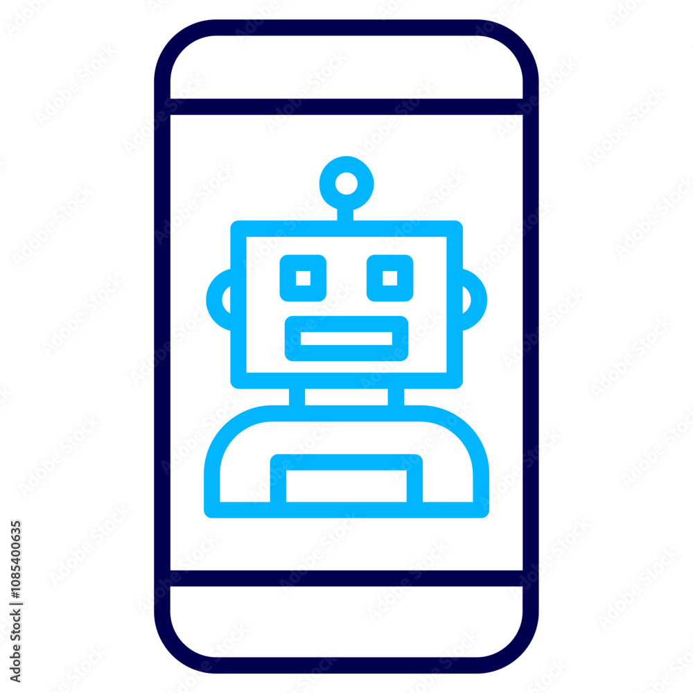 Mobile chat robot Outline Color icon Mobile chat robot Outline Color icon