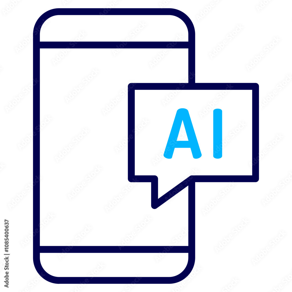 Phone Ai chat Outline Color icon Phone Ai chat Outline Color icon