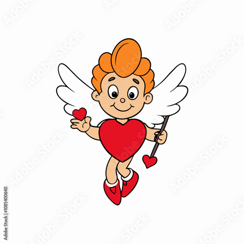 Cute Cupid Character for Valentine's Day, Cute and Playful Cartoon Cupid, Adorable Cupid Vector