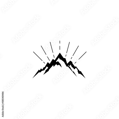 mountain logo black retro vintage vector icon illustration