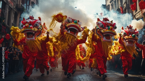 Lion Dance Performance in a Festive Atmosphere