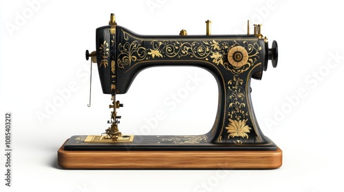 Vintage Sewing Machine with Intricate Details