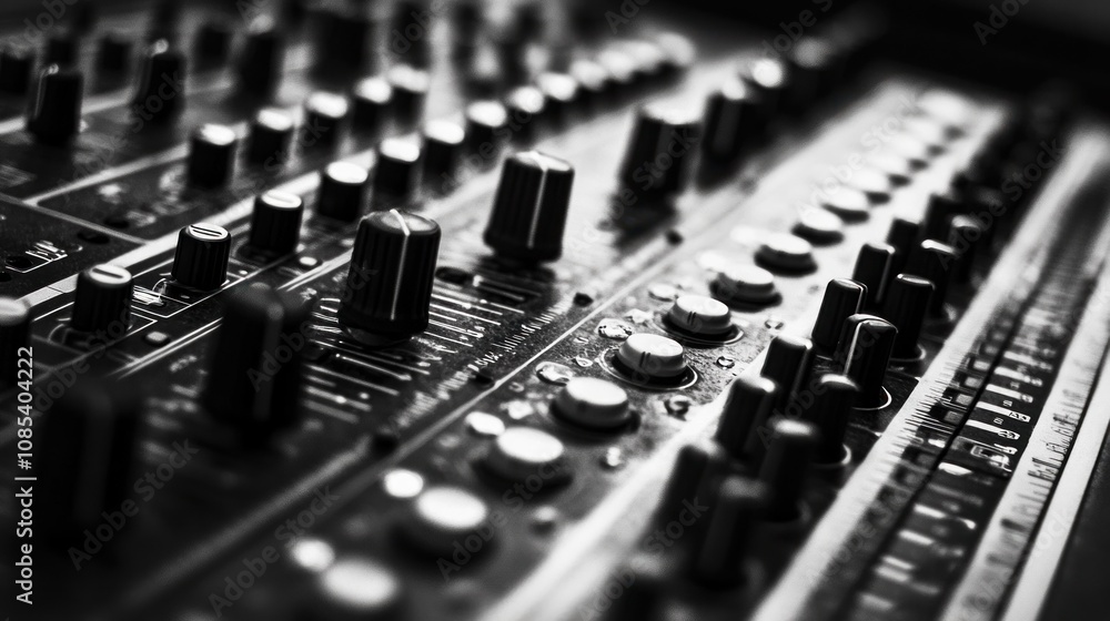 Close-Up of a Sound Mixer Control Panel Close-Up of a Sound Mixer Control Panel