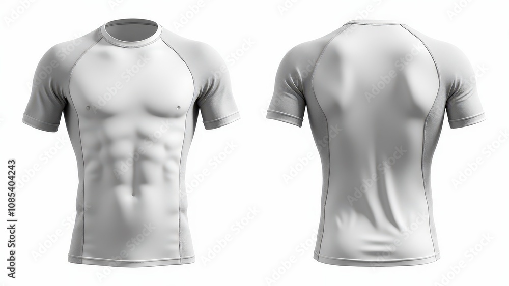Sleek rashguard mockup in a detailed front view design, showcasing textured material and subtle shadow effects for a professional presentation.