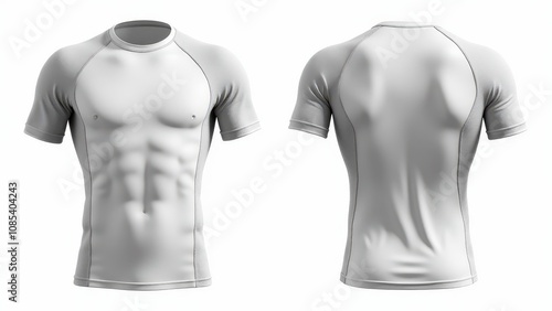Obraz na płótnie Sleek rashguard mockup in a detailed front view design, showcasing textured material and subtle shadow effects for a professional presentation. w salonie