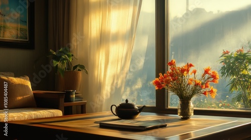 A Cozy Living Room with a View