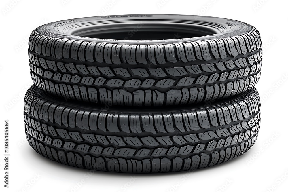 Obraz premium Stack of used tires isolated on white
