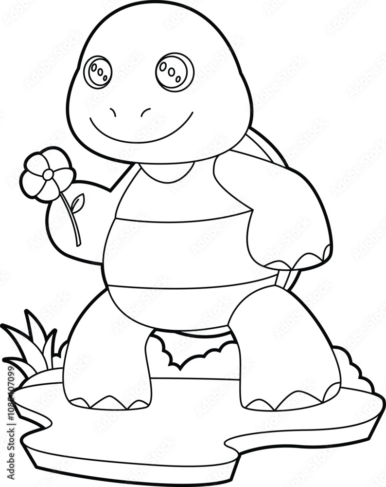 Turtle Flower Animal Vector Graphic Art Illustration Turtle Flower Animal Vector Graphic Art Illustration