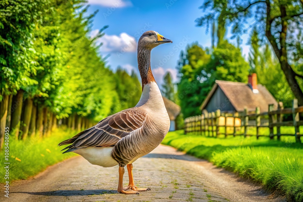 Goose of grandeur, a slow, graceful stroll across the lawn. Goose of grandeur, a slow, graceful stroll across the lawn.