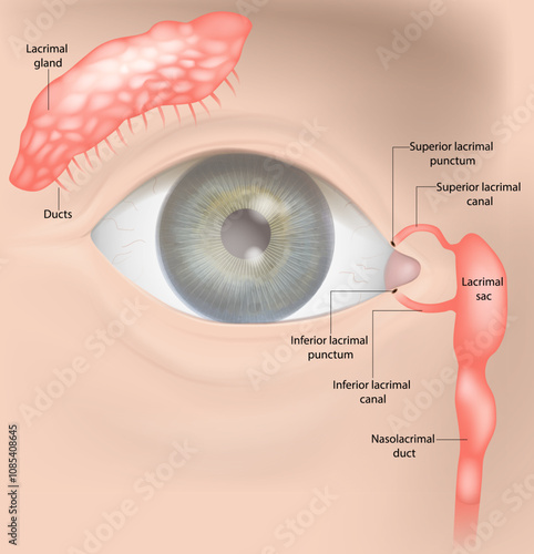 Lacrimal Apparatus system .Nasolacrimal duct,  Lacrimal sac, Sacrimal canals, Lacrimal punctums, Lacrimal gland.