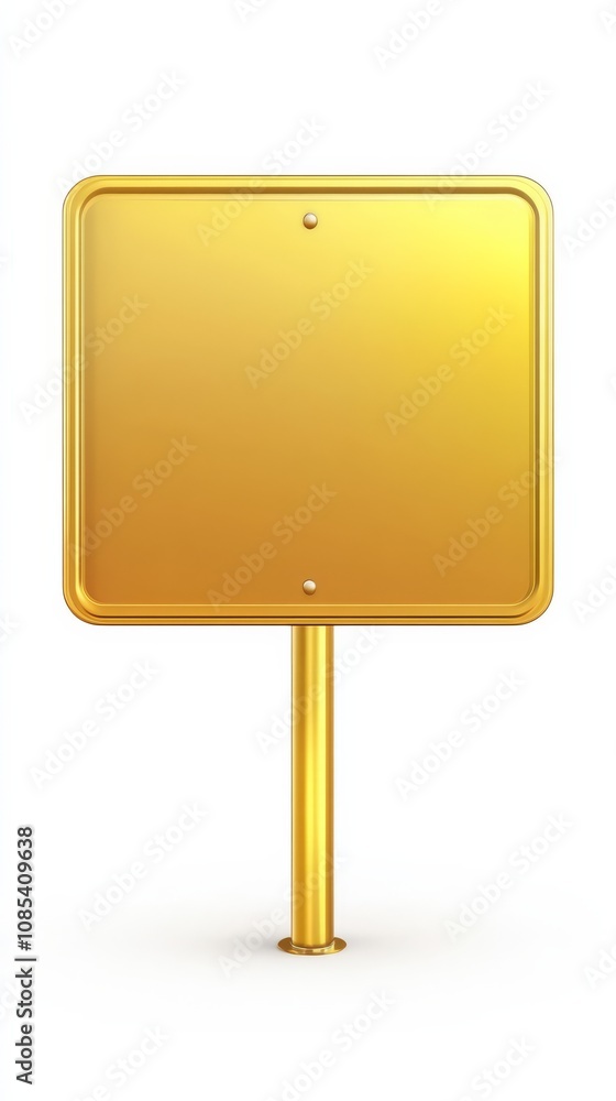 Golden Square Signpost: A Blank Gold Sign on a Stand. Ideal for Mockups and Placeholders. Golden Square Signpost: A Blank Gold Sign on a Stand. Ideal for Mockups and Placeholders.