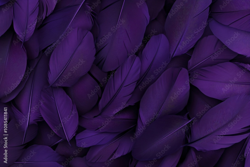 Beautiful dark purple feathers background. Closeup backdrop of black violet birds fluffy feather. Minimal abstract composition for design, banner, wallpaper. Color of 2025 year Beautiful dark purple feathers background. Closeup backdrop of black violet birds fluffy feather. Minimal abstract composition for design, banner, wallpaper. Color of 2025 year