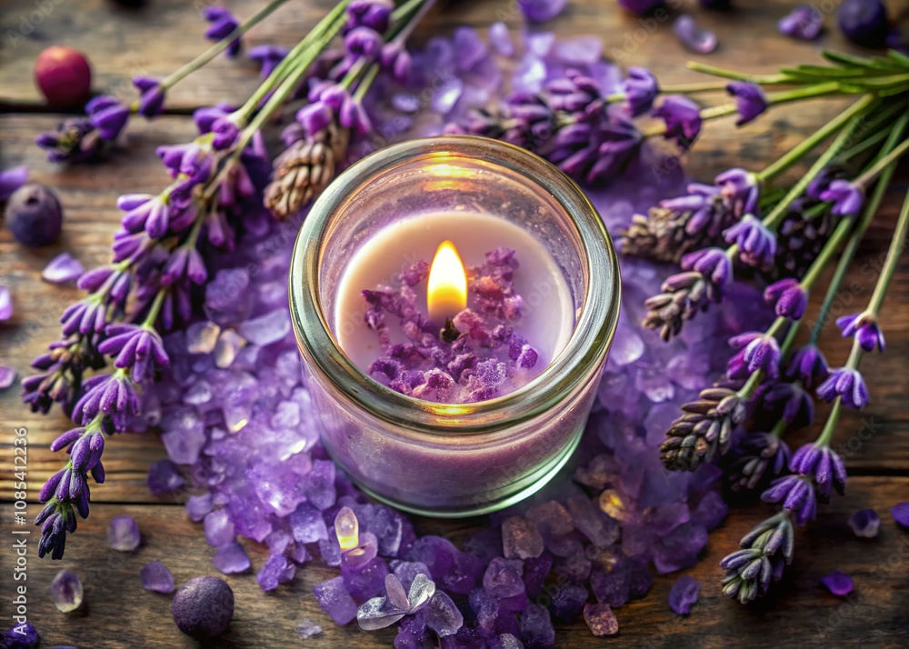 Lavender Amethyst Aroma Candle Top View Lavender Amethyst Aroma Candle Top View