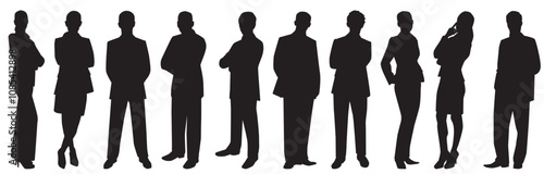 working people group standing on isolated white background. 