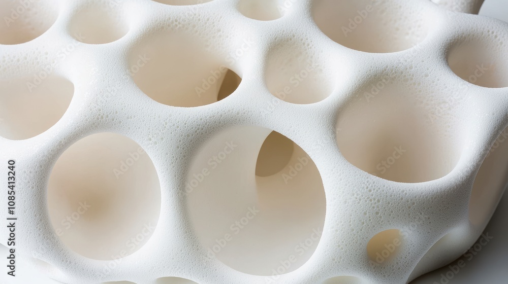 Macro shot of a porous structure showcasing unique patterns and textures in detail. Macro shot of a porous structure showcasing unique patterns and textures in detail.