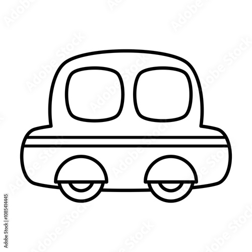 Car cartoon so cute. On white background. Coloring page for kid. Vector illustration.
