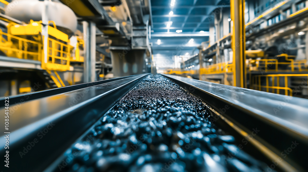A high-tech conveyor belt in a modern mineral processing plant. The mineral processing operation A high-tech conveyor belt in a modern mineral processing plant. The mineral processing operation