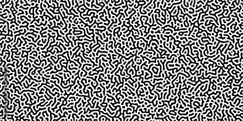 Organic seamless patterns with rounded lines Diffusion reaction background. Monochrome background of natural organic forms motion. Overlay template abstract Turing organic wallpaper background.