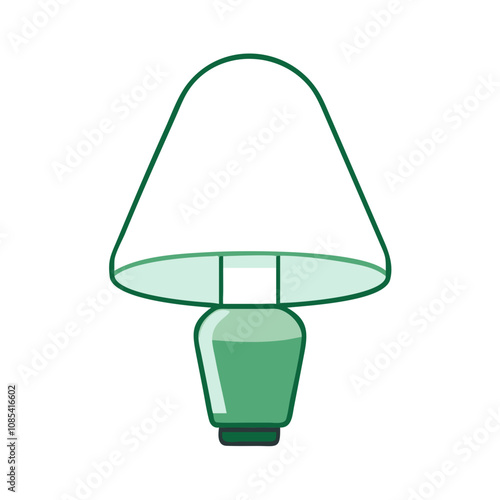 Stylish table lamp illustration in green color with a minimalist design