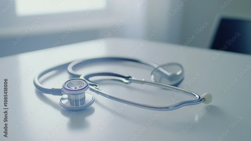 Medical Stethoscopes on Table Medical Stethoscopes on Table