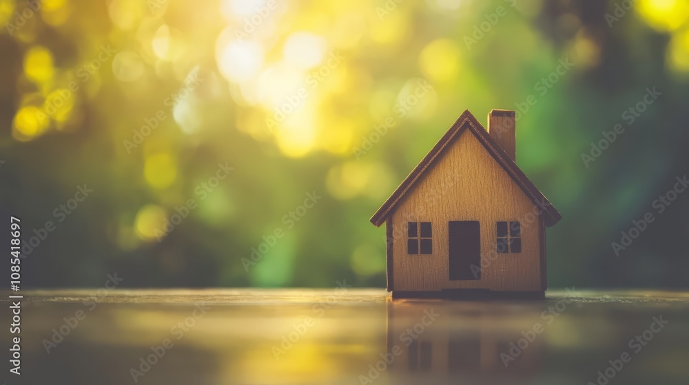 A miniature wooden house sits on a table, bathed in the warm glow of a setting sun, symbolizing homeownership, comfort, and aspirations. A miniature wooden house sits on a table, bathed in the warm glow of a setting sun, symbolizing homeownership, comfort, and aspirations.