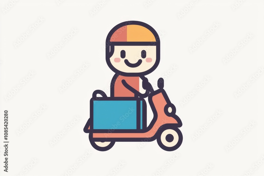 Cute illustration of a smiling rider on a scooter Cute illustration of a smiling rider on a scooter