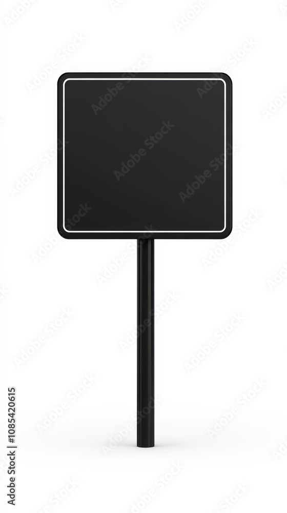 Blank Black Square Sign on a Pole Blank Black Square Sign on a Pole