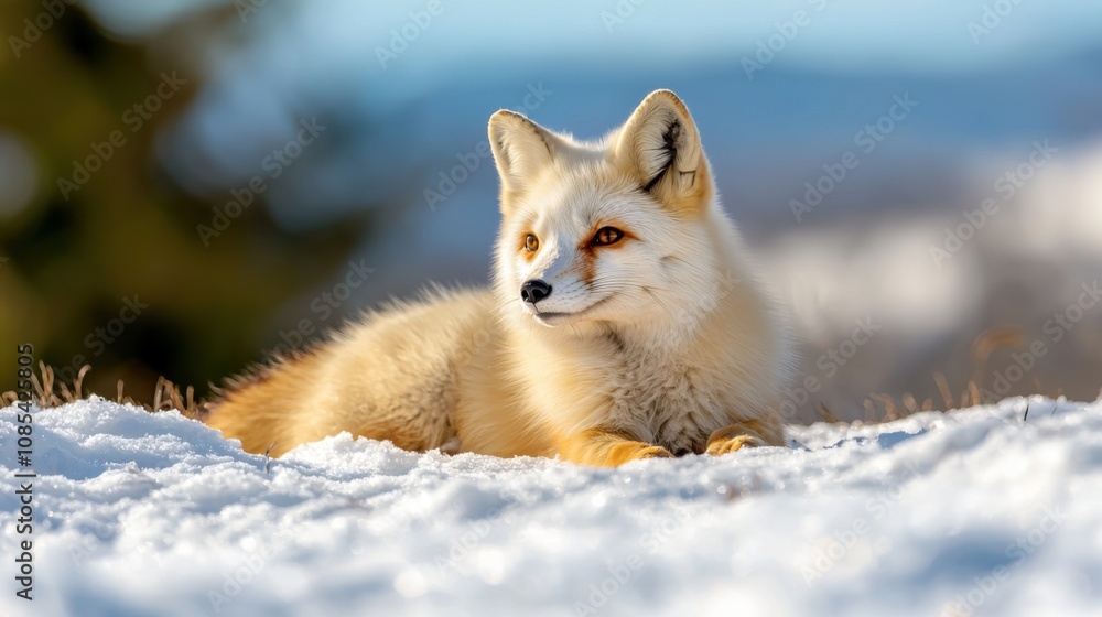 Arctic Fox Resting on Snowbank in Studio Lighting Arctic Fox Resting on Snowbank in Studio Lighting