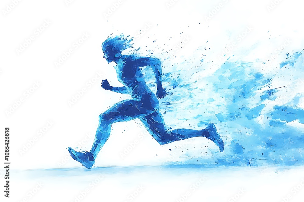 Naklejka premium Abstract silhouette of a running athlete on black background. Runner are running sprint or marathon