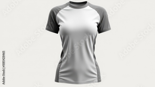 Obraz na płótnie Women's rashguard mockup with a modern front view design, slim fit silhouette, smooth fabric, and stylish feminine touches on a simple background. w salonie