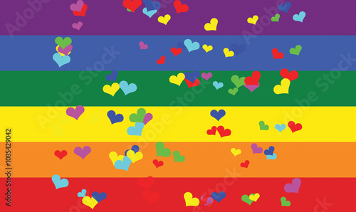 Foto colors of the rainbow violet blue green yellow orange and red and many hearts of