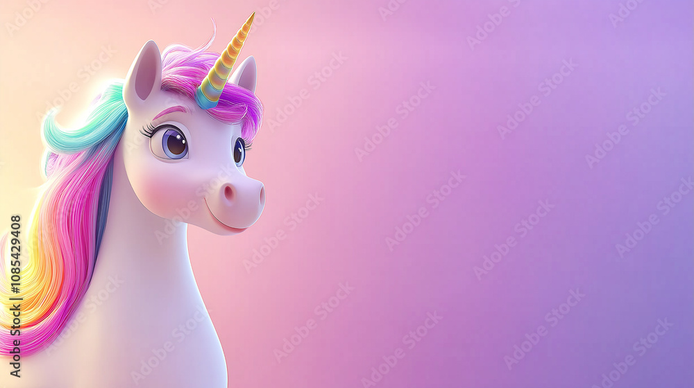 A majestic unicorn with a glowing pastel mane and a serene expression on a soft gradient background. Magical and enchanting for dreamy concepts. A majestic unicorn with a glowing pastel mane and a serene expression on a soft gradient background. Magical and enchanting for dreamy concepts.