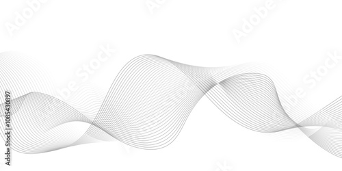 White wave curve lines banner background design. Abstract soft wave lines dynamic flowing gray light isolated background. Vector Illustration of the gray pattern of lines. Black stripes on white .