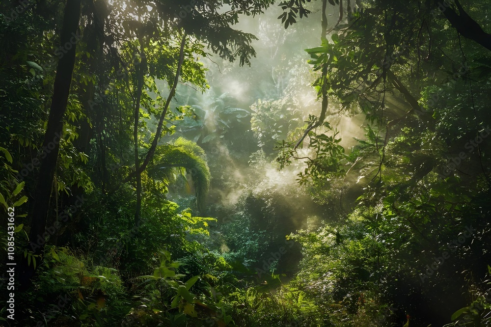 Obraz premium sun rays in the forest