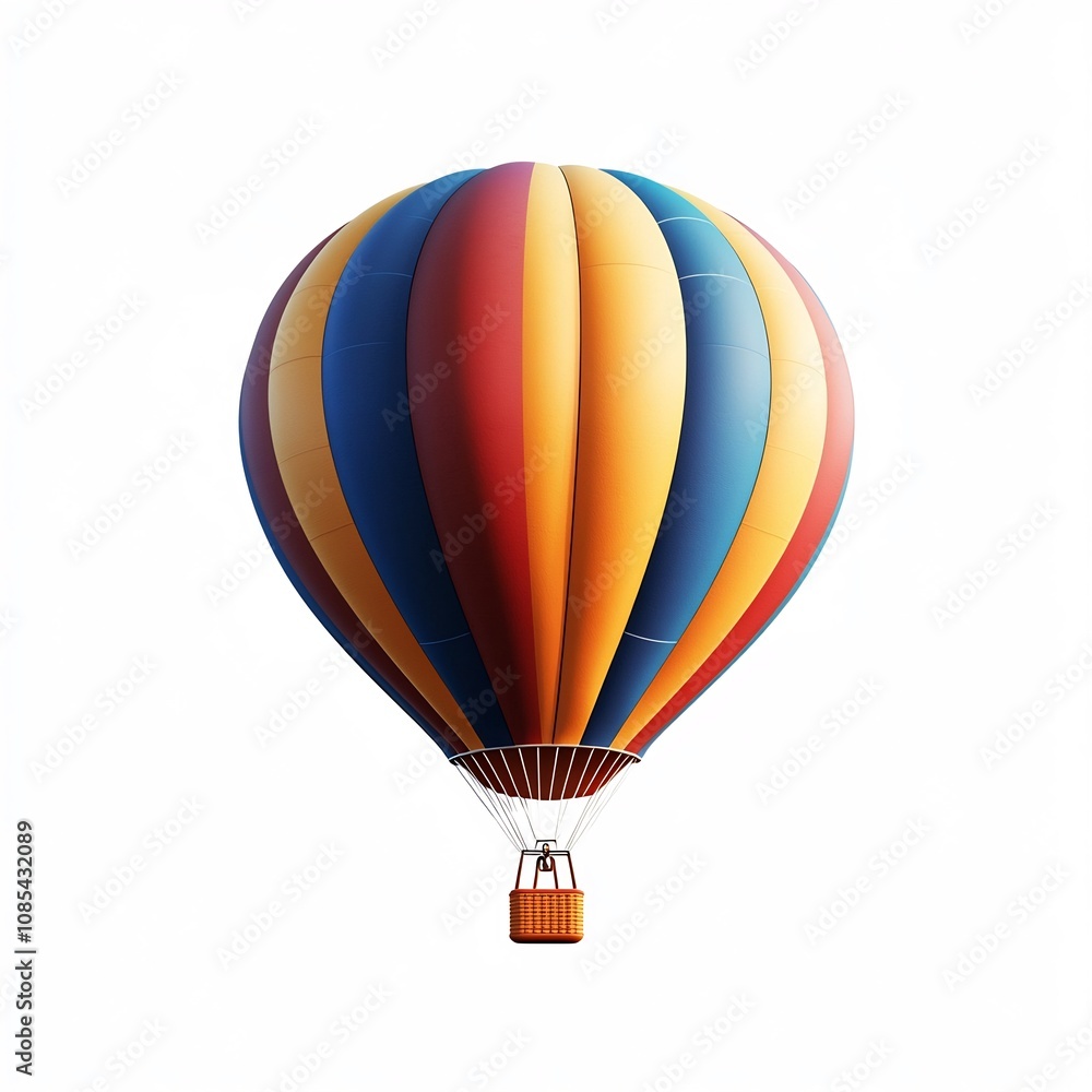 Fototapeta premium Colorful Hot Air Balloon Floating in the Sky Adventure and Icon on White Background