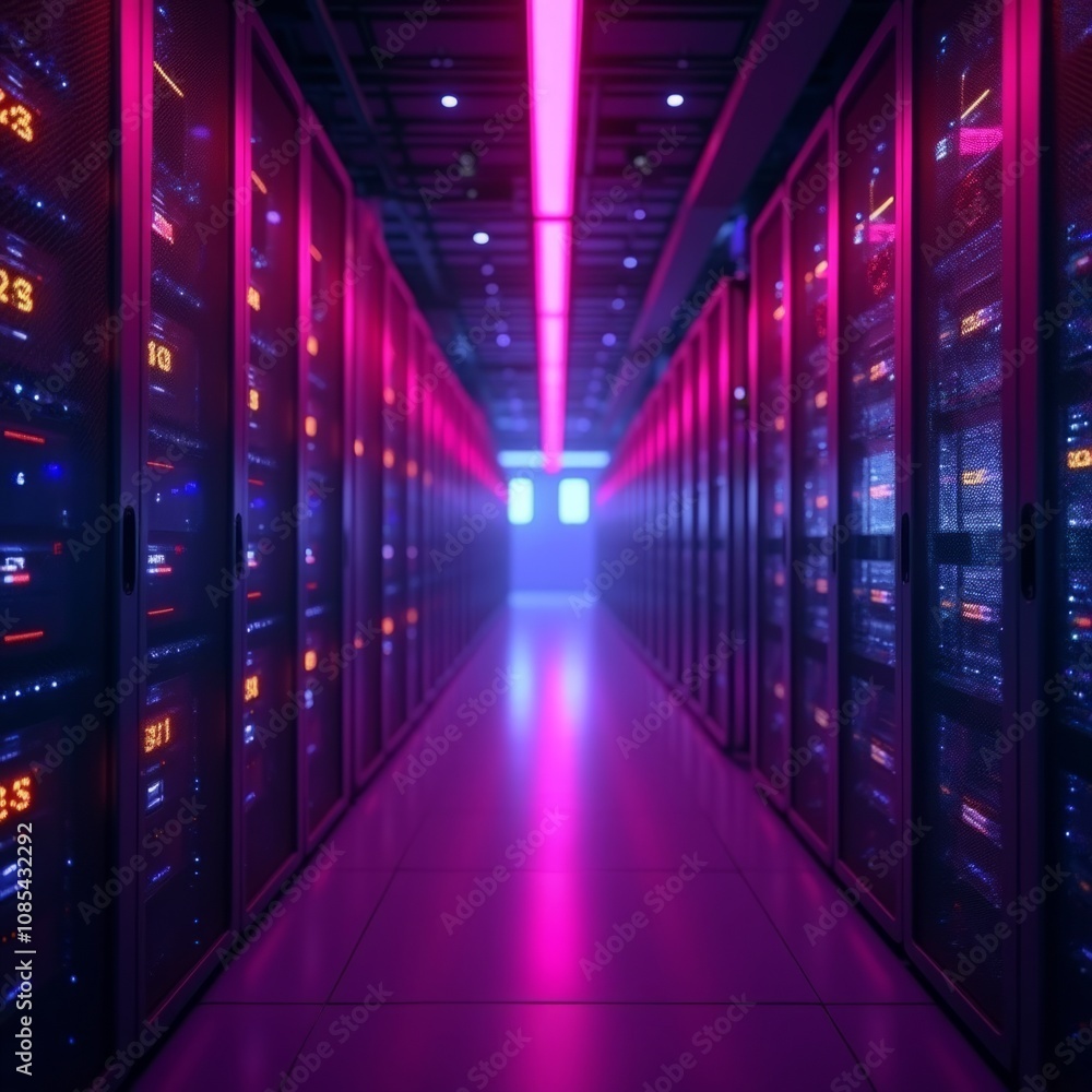 Vibrant Data Center: The Glow of Modern Technology Vibrant Data Center: The Glow of Modern Technology